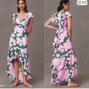 Hutch Anthropologie Floral High Low Dress NWT 4 petite